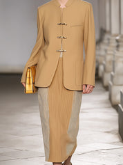 Minimalist Structured Refined Metal Closure Hooked Wool Jacket