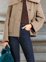 Minimalist  Wide Lapel Wool Blend Short Coat