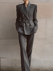 Quiet Luxury Structured Wool Blend Double-Breasted Suit