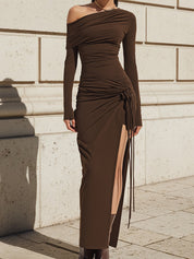 Elegant One-Shoulder Ruched Jersey Evening Dress
