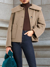 Minimalist  Wide Lapel Wool Blend Short Coat