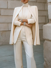 Minimalist Construction Cape-Shoulder Sculptural Wool Blazer