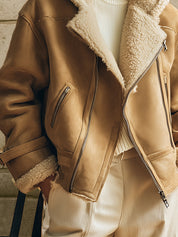 Old Money Eco-friendly Suede Patchwork Oversized Hooded Jacket