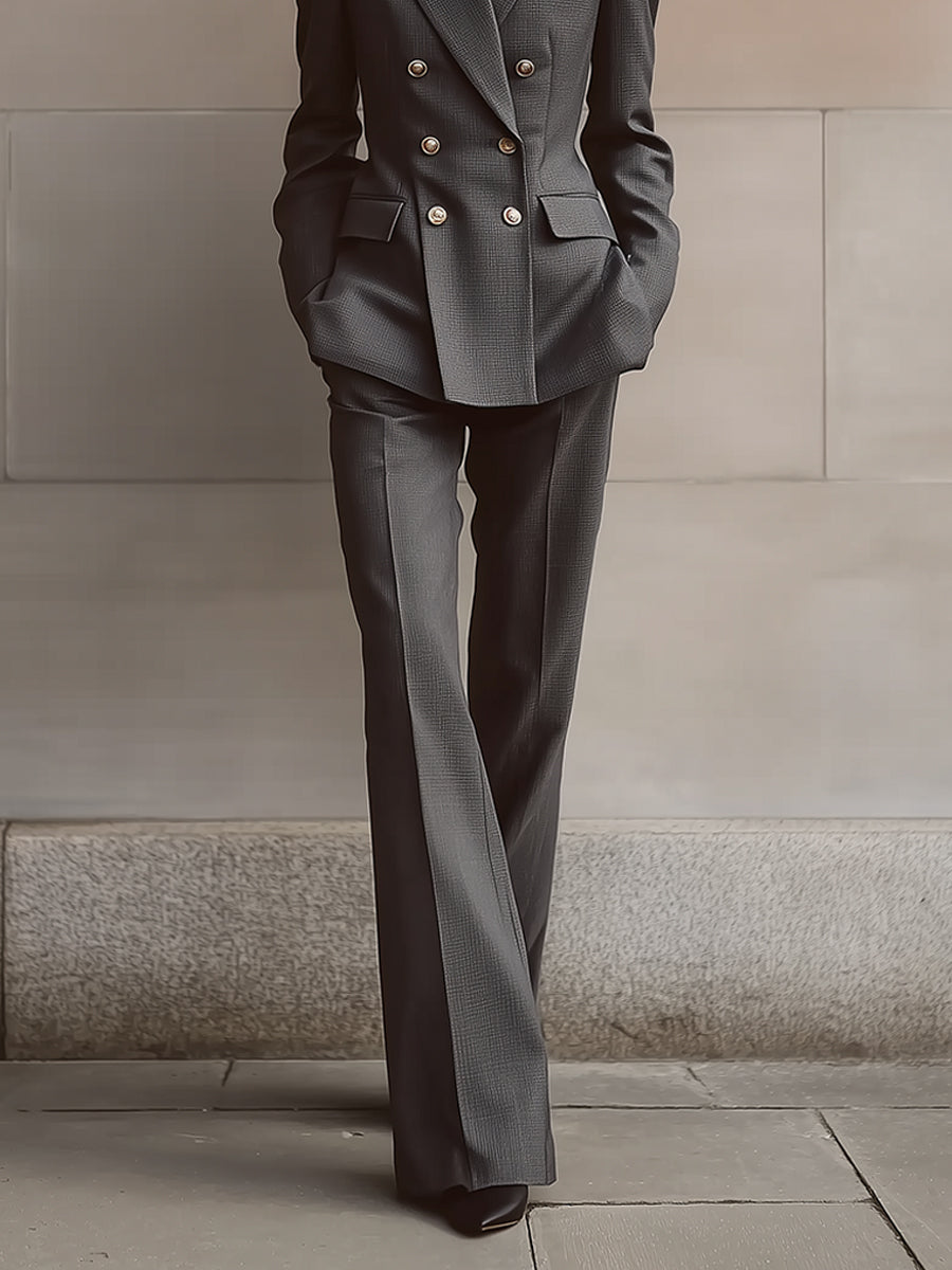 Quiet Luxury Structured Wool Blend Double-Breasted Suit