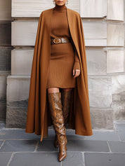 Minimalist Androgynous Power Caramel Command Maxi Dress With Embossed Snakeskin Eco-friendly Leather Belt