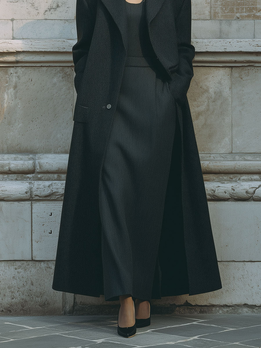Commuting Minimalist Shoulder Padded Oversized Mid-length Coat
