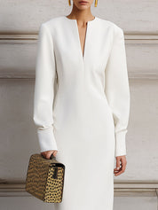 Minimalist Deconstructed Shoulder Pad Cocoon Midi Dress