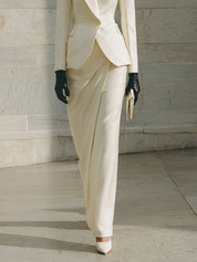 90s Minimalism Revival Matte Satin Waist Blazer & Pencil Long Skirt Set