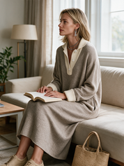 Effortless Chic Oversized Sweater Dress With Pockets Maxi Dress