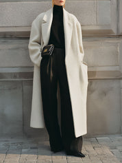 Minimalist Dropped Shoulder Tweed Dropped Shoulder Oversized Coat