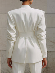 Minimalist Shoulder Padded Loose Blazer With Belt