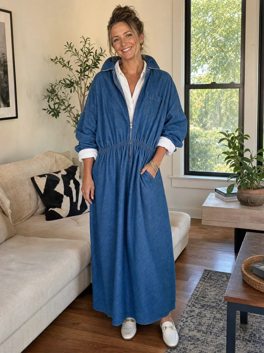 Bohemian Denim Shirt Dress