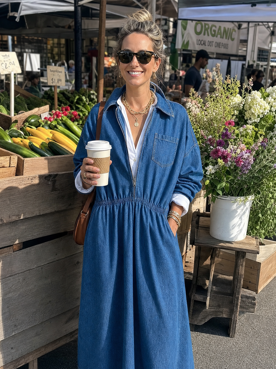 Bohemian Denim Shirt Dress