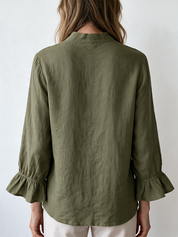 Effortless Chic Linen Gauze Bell Sleeve Top