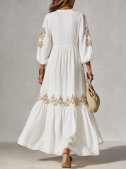 Bohemian Gold Floral Maxi Dress