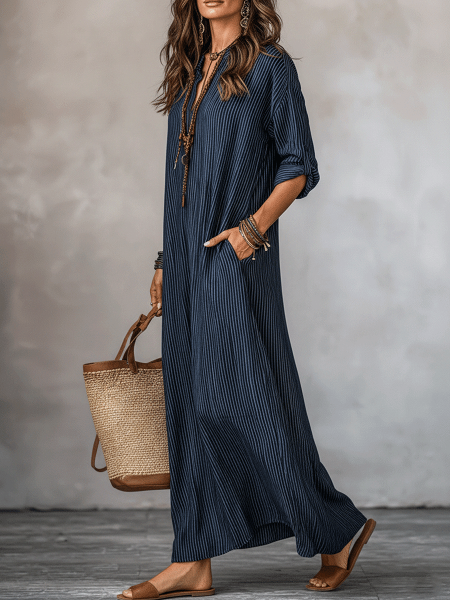 loose fitting maxi dresses Nomadic Indigo Loose-Fit Maxi Dress – GLOERIA