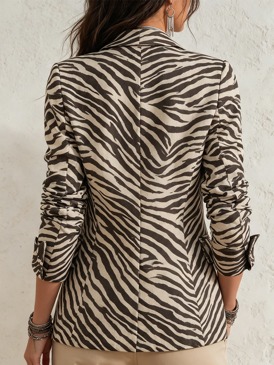 Modern Sand Zebra Print Blazer