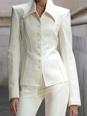Minimalist Regal Edge Piping Wool Jacket