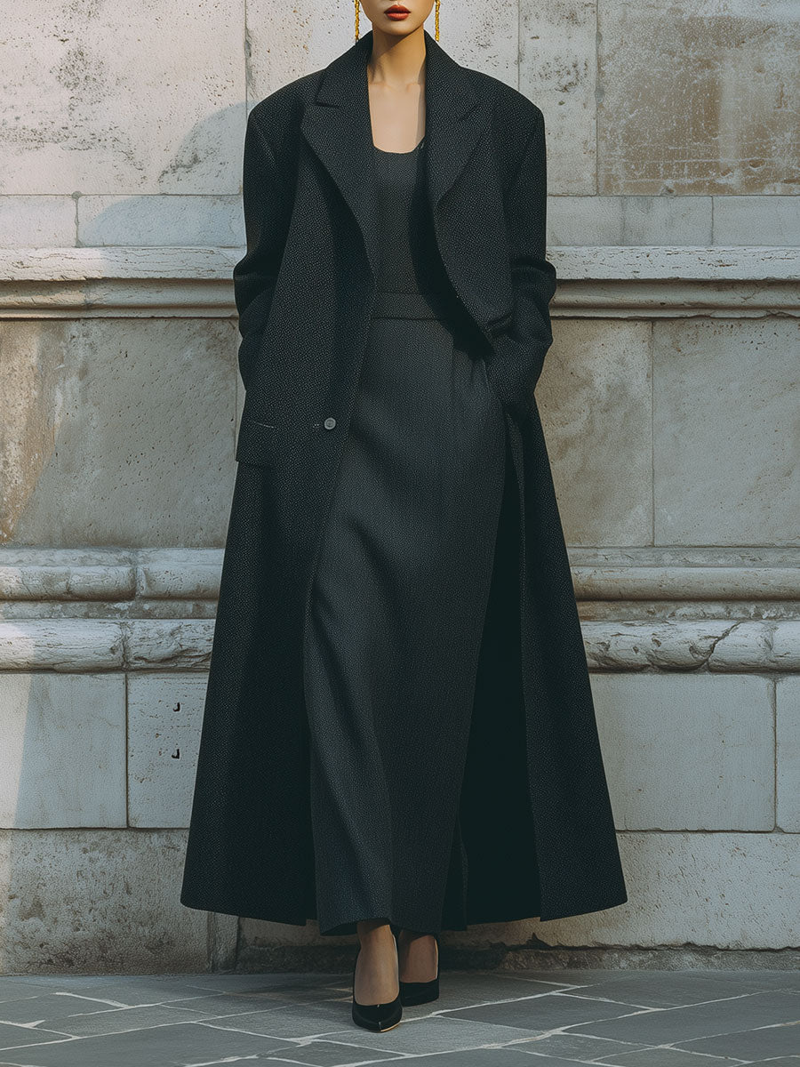 Commuting Minimalist Shoulder Padded Oversized Mid-length Coat
