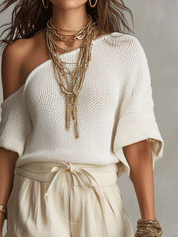 Effortless Boho Slouchy Sweater And Lounge Shorts Set
