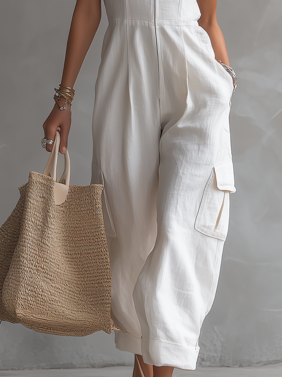 Minimal Zip-Front Wide-Leg Jumpsuit