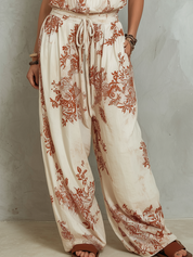 Lightweight Printed Wide-Leg Pant Suit