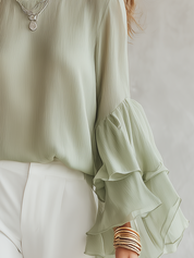 Soft Tiered Ruffle Sleeve Blouse