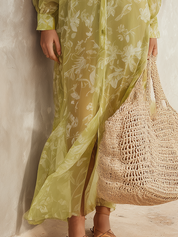 Airy Printed Maxi Shirt Dress