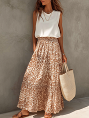 Classic Tiered Print Maxi Skirt Set