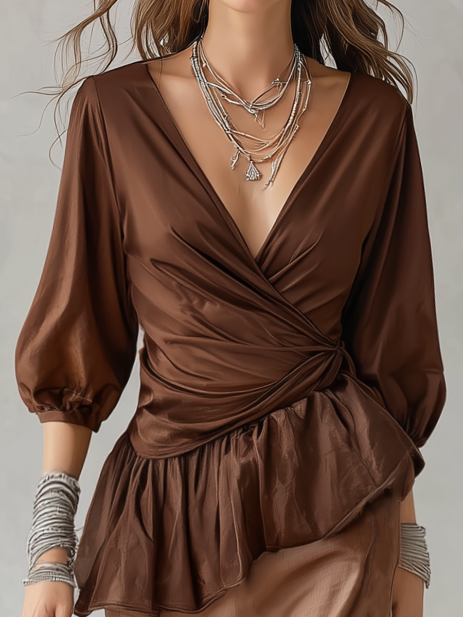 Refined Wrap Waist Maxi Skirt Set