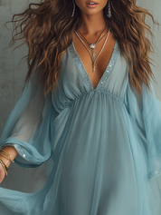 Airy Sheer Sleeve Maxi Dress