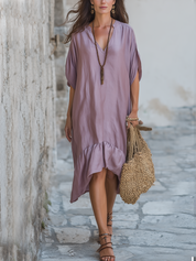 Bohemian Purple Ruffled Dress