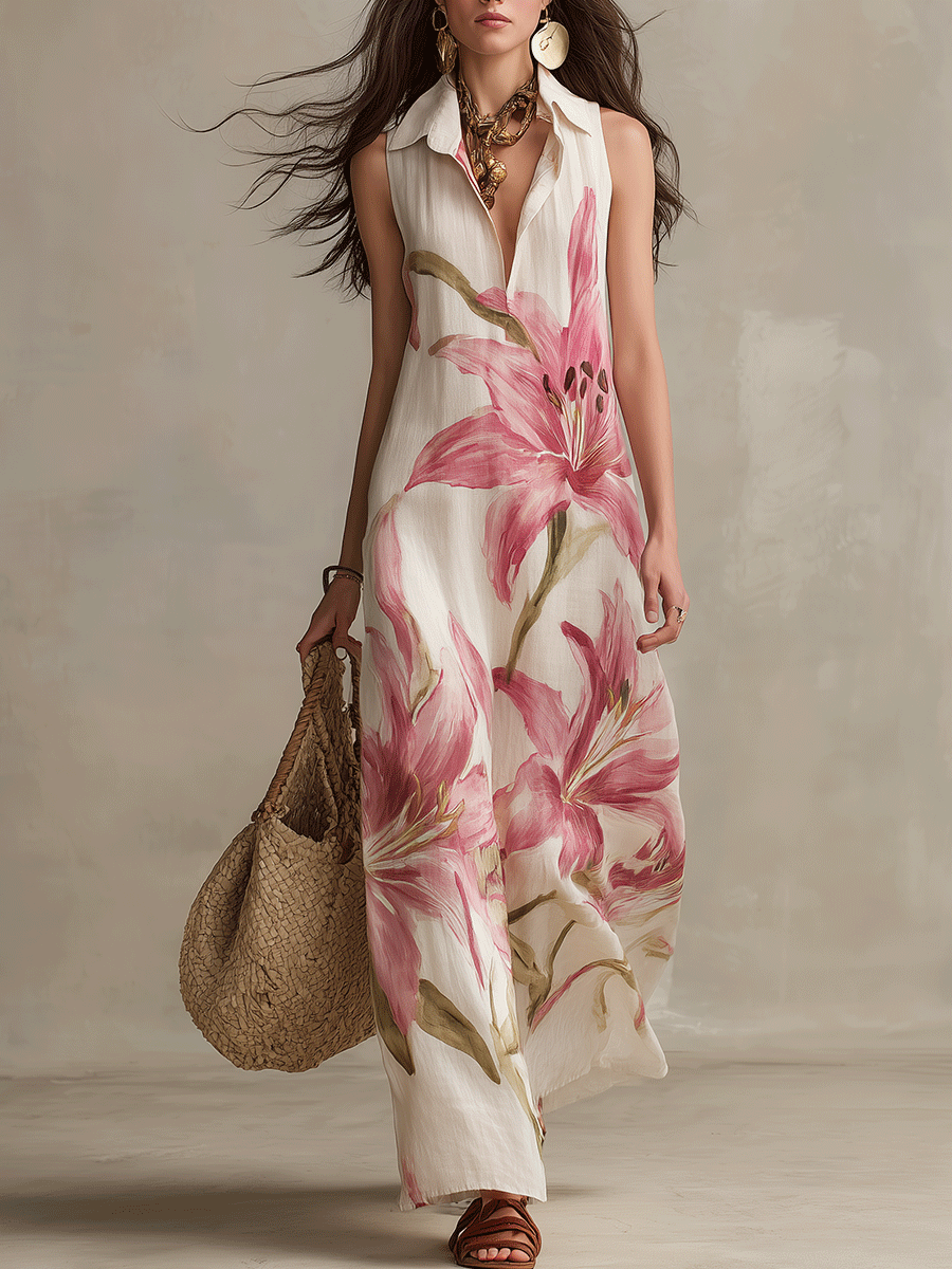 Effortless Boho Sleeveless Floral Resort Maxi Dress