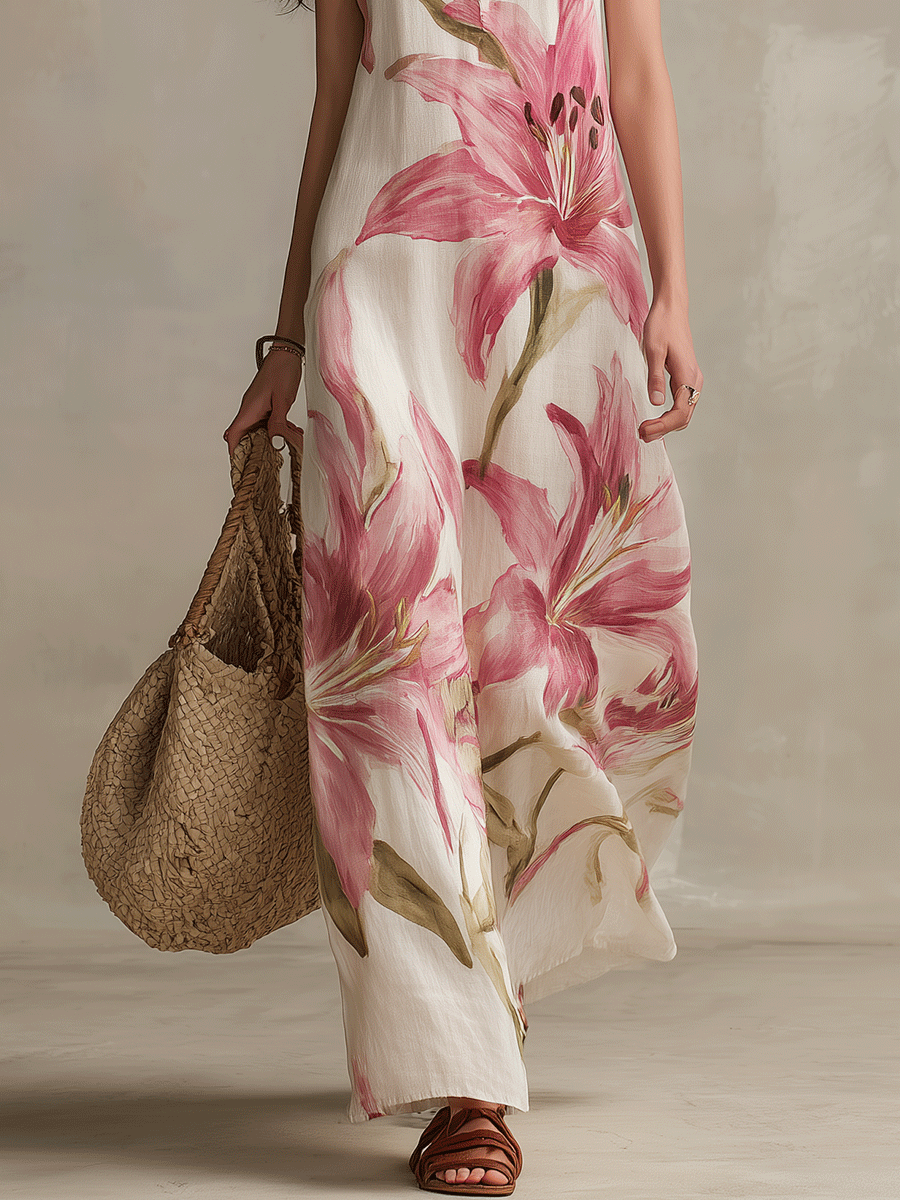 Effortless Boho Sleeveless Floral Resort Maxi Dress