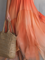 Flowy Ombre Chiffon Halter Maxi Dress