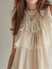 Soft Layered Ruffle Sleeveless Blouse