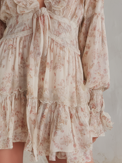 Romantic Ruffle Tie-Front Mini Dress