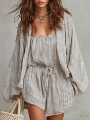 Relaxed Textured Check Lounge Set