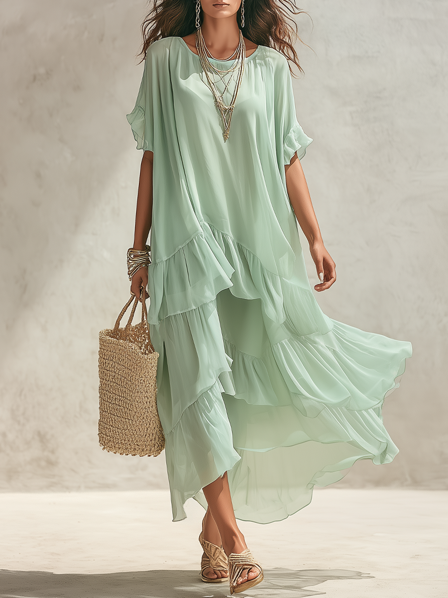 Airy Layered Chiffon Maxi Dress