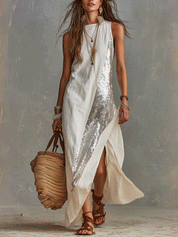 Boho Ivory Embroidered Maxi Dress