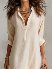 Relaxed Button-Front Linen Maxi Dress