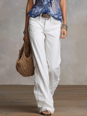 Effortless Boho Striped Ruffle Top & White Pants