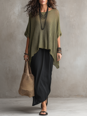 Relaxed Textured Asymmetric Knit Set