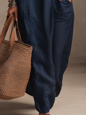 Relaxed Navy Utility Pocket Maxi Dress