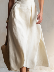 Tailored Ivory Contrast Collar Midi Dress