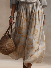 Bohemian Soft Gray Printed Maxi Dress