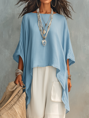 Light Sky-Blue Layered Loose-Fit Pants Set