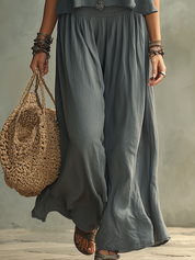 Modern Charcoal Draped Wide-Leg Set