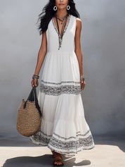 Bohemian White Tiered Maxi Dress