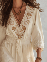Bohemian Floral Embroidered Romper